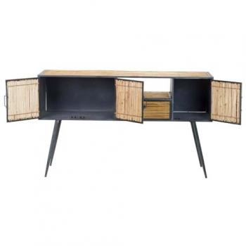 Consola de Metal y Bambú Azul Marrón 100x31x80 cm