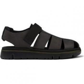 CAMPER Oruga Sandals for Men - Brown, Size 39, Smooth Leather/Cotton Fabric