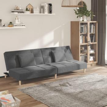 Sofá cama de 2 asientos con 2 cojines en tela gris claro Vidaxl