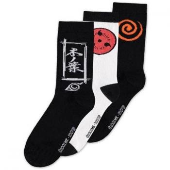 Pack de 3 Pares de Calcetines Naruto Shippuden Sasuke Symbol Tallas EU 39-42/43-46 Multicolor