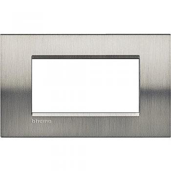 Placa Cuadrada 4 Módulos Acero Cepillado LivingLight Bticino LNA4804ACS