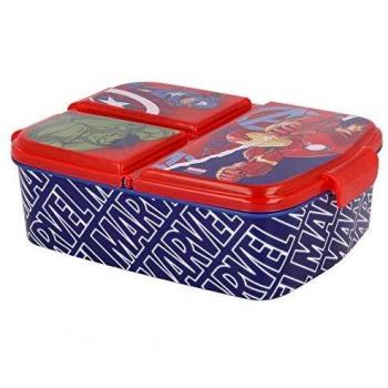 LOS VENGADORES - AVENGERS |Caja de Almuerzo con 3 Compartimentos - Fiambrera Infantil para colegio - lonchera para niños