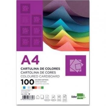 Liderpapel Cartulina A4 180G/M2 10 Colores Surtidos Paquete De 100