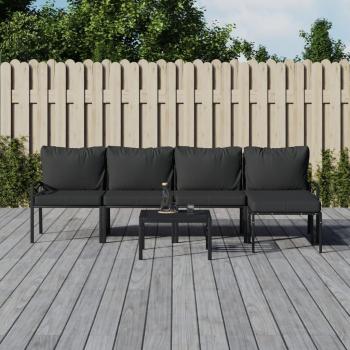 vidaXL 6-Piece Steel Garden Lounge Set with Grey Cushions