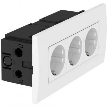 OBO Bettermann 3-Outlet Socket Unit SDE-RW D0RW3, White, 185x84x60 mm