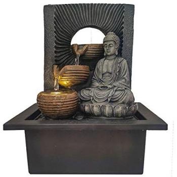 Fuente Decorativa Buda Signes Grimalt - Figura de Cerámica Gris 21x18x26 cm