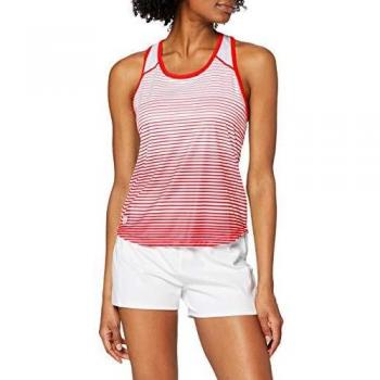 Wilson Camiseta de tenis de tirantes para mujer, W Team Striped Tank, Poliéster, Rojo/Blanco, Talla: M, WRA766102
