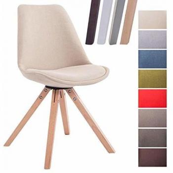 Silla de Comedor Toulouse en Tela Crema Natural con Respaldo y Base de Madera