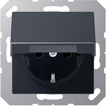 Enchufe SCHUKO con tapa abatible, 16 A 250 V, Thermoplast bruchsicher, color antracita mate, Serie A
