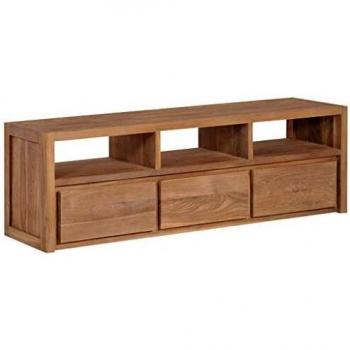 vidaXL Teca Mueble de TV Madera Maciza Acabado Natural 120x30x40cm Mobiliario