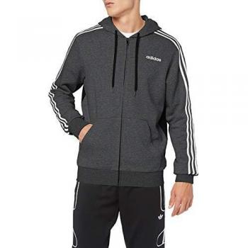 adidas Essentials Colorblock Fullzip French Terry Hooded Track Top for Men, mens, Hooded Track Top, DU0435, Dark Grey Heather/Black, M