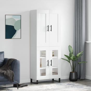 Aparador alto de madera contrachapada blanco 69,5x34x180 cm