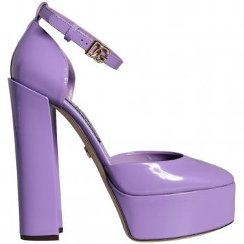 Dolce & Gabbana Purple Leather Platform Ankle-Strap Sandals, EU39/US8.5, Size 6 UK, Size 9 US