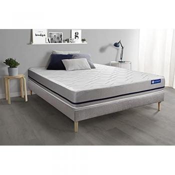 Somier gris Actisom + Colchón viscoelástico 200 x 200 cm - Confort Mi-Firme 20 cm