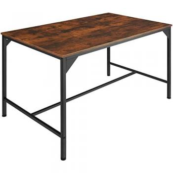 Mesa de comedor Belfast 120 x 75 x 75 cm, estilo industrial, tablero de MDF estable con veteado efecto madera y protector de melamina, estructura de acero resistente con revestimiento en polvo