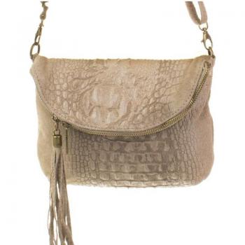 Bolso bandolera de piel auténtica con estampado de cocodrilo