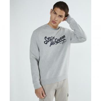 Men's Barbour Steve McQueen Frankie Crew Neck Sweatshirt Grey Marl - Size: M