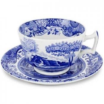 Spode Blue Italian - Taza y platillo para Desayuno, Color Azul
