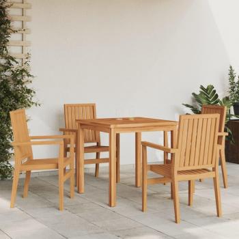 Sillas de Jardín Apilables de Madera de Teca - Set de 4 Piezas (56,5x57,5x91 cm)
