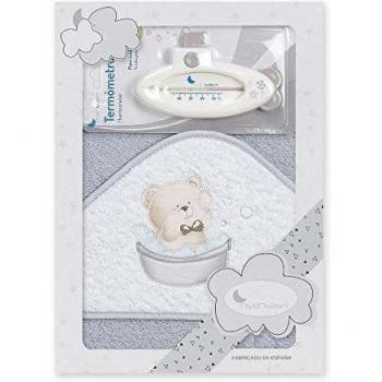 Capa de Baño Osito Bañera y Termometro Gris