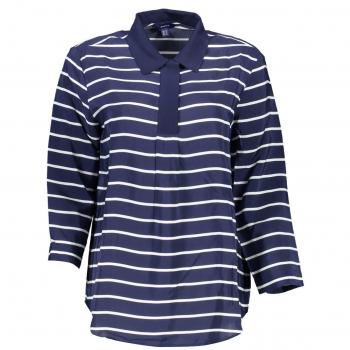 Classic Blue Striped Viscose Polo Shirt for Women - Size XS