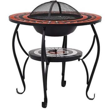 vidaXL Mosaic Terracotta and White Fire Pit Table 68 cm Ceramic