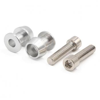 sourcingmap® Par tono Plata 10mm metal Rosca Diámetro CNC basculante Carretes Deslizadores Soporte Barra Pernos Bobillos