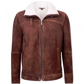 Infinity Leather Men's Sheepskin Harrington Bomber Jacket - Luanda Brown - 2XL