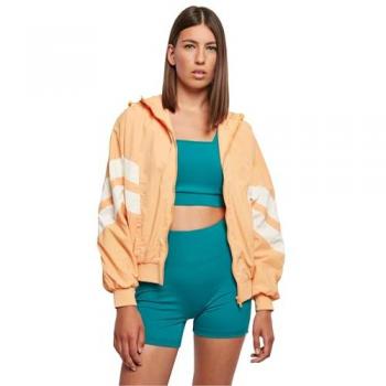 Urban Classics Women's Lightweight Crinkle Batwing Jacket in Pale Orange/White Sand - Size 5XL