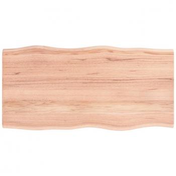 vidaXL Table Top Light Brown 100x50x2 cm Treated Solid Wood Oak Live Edge