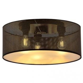 Lámpara de Techo Aston EPIKASA, Acero con recubrimiento de polvo y tejido, Negro y Oro, 50x20x50 cm