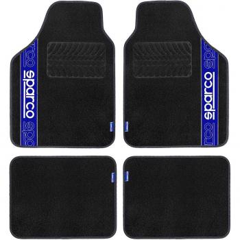 Set de Alfombrillas para Coche Sparco F510 Moqueta Universal Negro Azul 4 Piezas