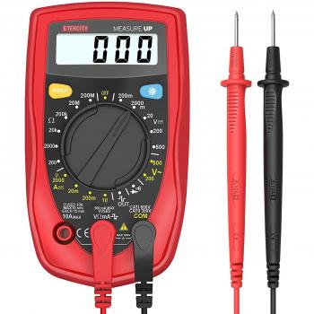 Etekcity MSR-R500 - Multímetro Digital con retroiluminación LCD para medir corriente AC/DC , voltaje, diodos y continuidad audible, color rojo