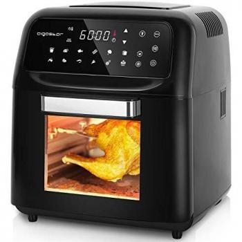 Aigostar Master - Horno de Aire Multifunción. Potencia 1650W, 10 litros de capacidad. 14 + 1 Funciones. Horno, Grill, Freidora de aire en 1, panel LED, incluye 5 accesorios. Sistema rotatorio.