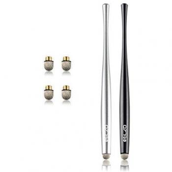 Elzo - 2 Unidad Bolígrafo Digital Lápiz Digital, Aluminio Stylus Pen Cintura Delgada para Pantallas Táctiles, Color Negro / Plata