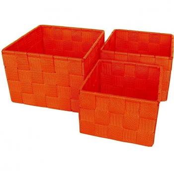 Laroom 13062 - Juego 3 cestas, color naranja