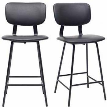 Miliboo - Taburetes de bar vintage negro con patas en metal 65cm (lote de 2)