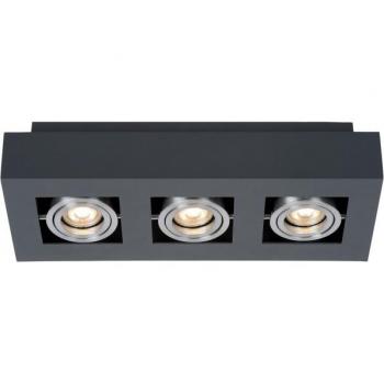 Foco de techo moderno Casemiro Aluminio negro, 3 luces, montado en superficie, tipo GU10