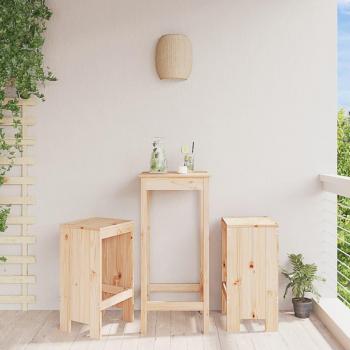 Taburetes altos de madera maciza para exterior y cocina, 2 unidades, dimensiones 40x36x75 cm, color marrón