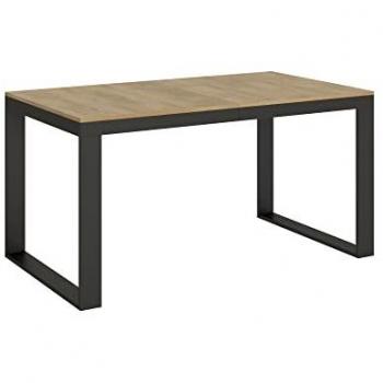 Mesa Extensible 90x160/420 cm Tecno Evolution Estructura Antracita y Tapa de Roble Natural