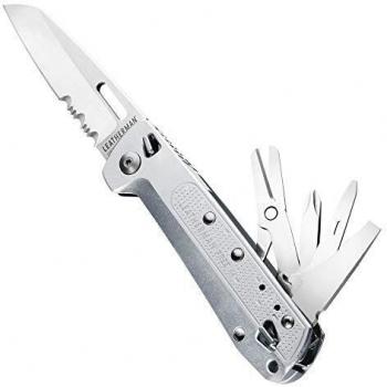 Leatherman Free K4X Plata - Navaja Multiusos de Alta Gama con Hoja de Acero Inoxidable y Mango de Aluminio