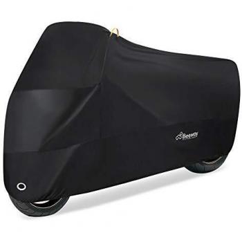 Beeway Funda para Moto, Cubierta de Motocicleta 190T UV Protectora Impermeable con Agujeros de Bloqueo-XXL