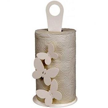 Porta Rollos Mariposa Blanco de Hierro, Diámetro 15x33 cm
