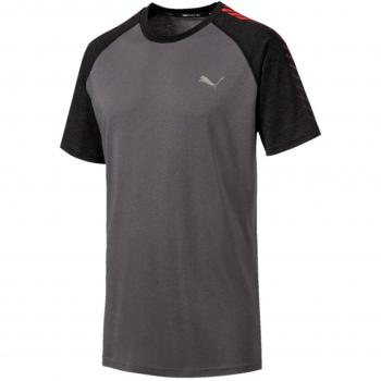PUMA Collective Raglan tee Camiseta, Hombre, Castlerock/Black Heather, S