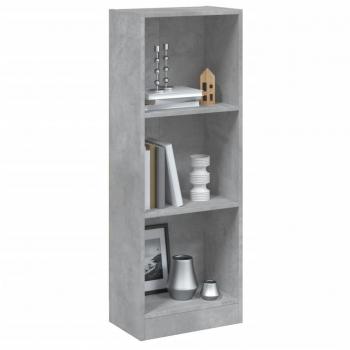 Estantería de 3 niveles de hormigón y madera contrachapada gris, dimensiones 40x24x109 cm