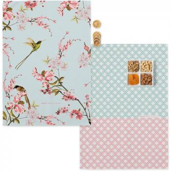 Paño de cocina HappyFriday Chinoiserie Multicolor 70 x 50 cm (2 Unidades)