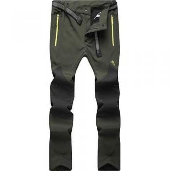 BenBoy Pantalones de Montaña Hombre Impermeables Invierno Calentar Pantalones Trekking Escalada Senderismo Softshell,KZ16607M-Armygreen1-XL