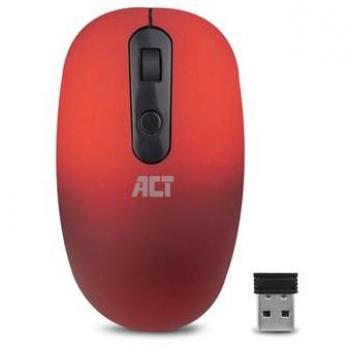 Ratón Óptico Inalámbrico Ambidextro 1200 DPI con Receptor USB Nano Rojo