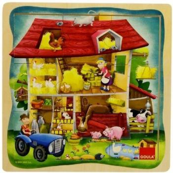 Diset Goula - Puzzle Granja, 9 Piezas de Madera 53097