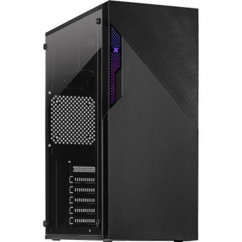 Inter-Tech ATX A-303 Midi Tower Negro con ventana, diseño slant, formato Midi Tower, compatible con placas base ATX y micro-ATX, espacio para múltiples unidades de almacenamiento, ventilación optimizada, panel lateral acrílico
